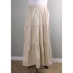 XIRENA $248 Angeline Khaki Tiered Pull On Cotton Poplin Maxi Skirt Size XL